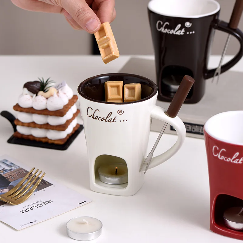 Fondue Pot Ceramic - كوب فوندو الشوكولاتة، أكواب إذابة الشوكولاتة،