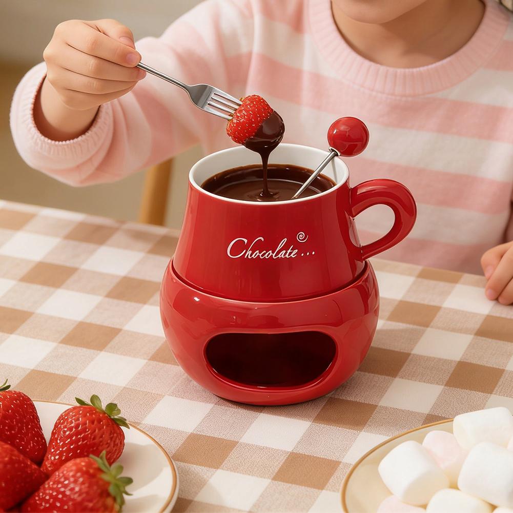 Fondue Pot Ceramic - كوب فوندو للشوكولاتة من السيراميك مع