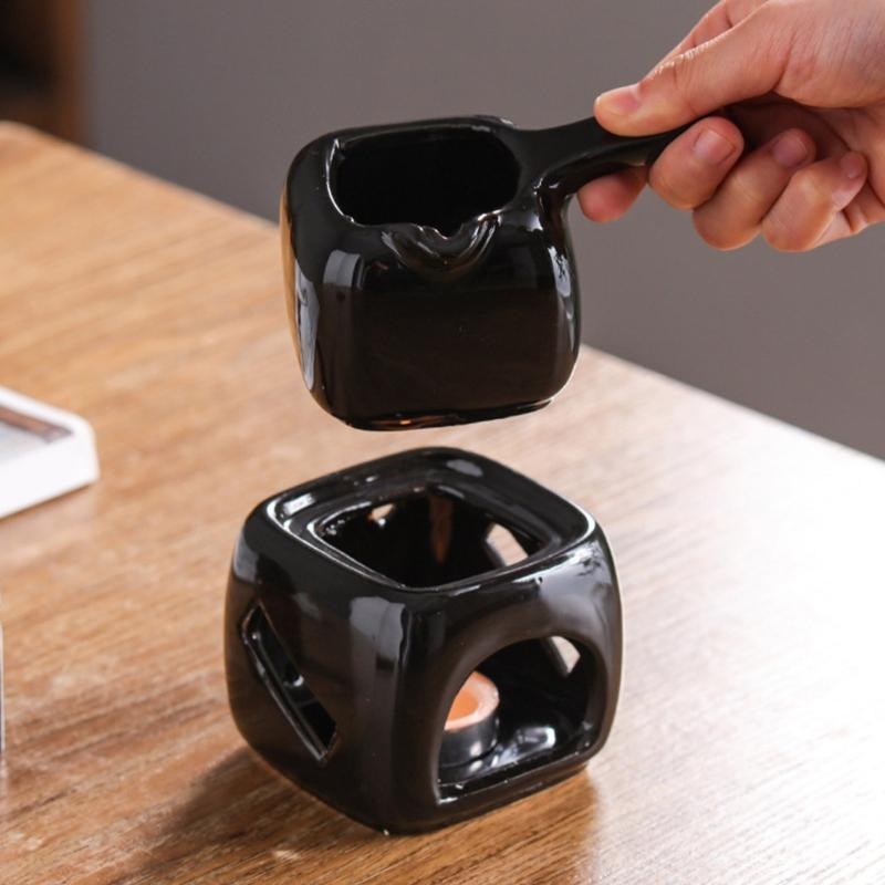 Fondue Pot Ceramic - محارق الزيوت العطرية المدمجة لسهولة تسخين