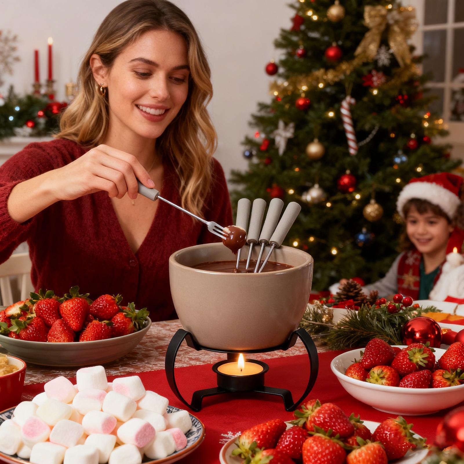 طقم أكواب فوندو سيراميك صغير 4 - مراجعة Fondue Pot Ceramic وسعره