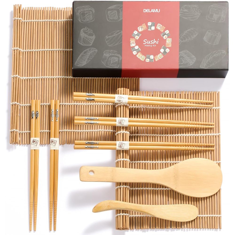 طقم سوشي فاخر مع حصائر من الخي - مراجعة Sushi Mat Bamboo وسعره